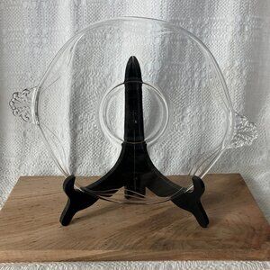 Vintage Elegant Glass Fostoria Coronet Handled Cake Plate